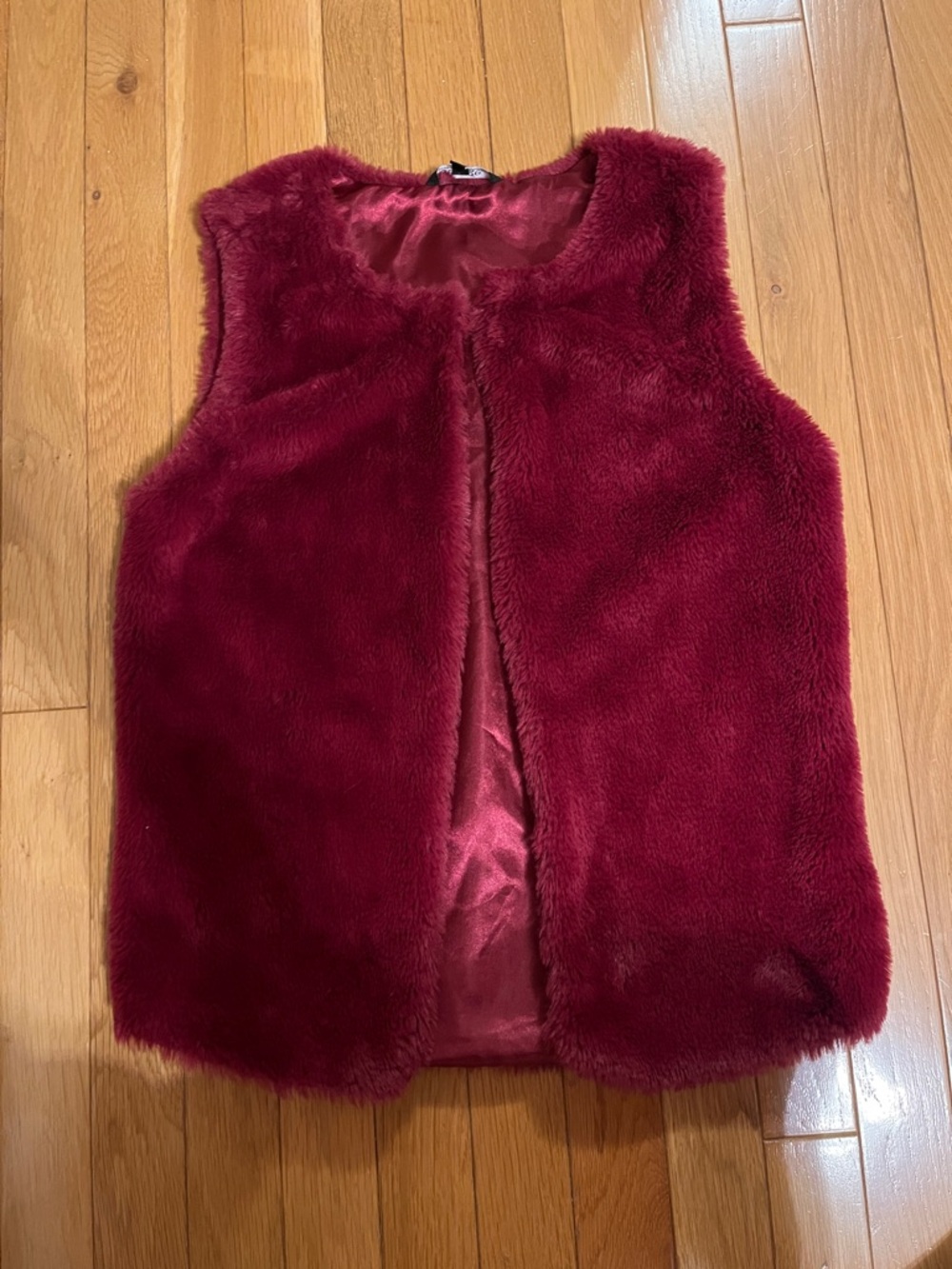 Burgundy fuzzy teddy vest